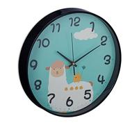 Relaxdays Horloge Murale, analogique, Design Animalier, Lama, Ø 29,5 cm, pour Chambre d’Enfant, Bleue