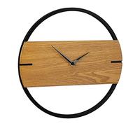 relaxdays Horloge Murale Aspect boisé, Moderne, Analogue, pour la Cuisine, Salon, entrée et Bureau, Ø 30 cm, Marron/Noir
