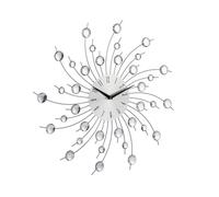 Relaxdays Horloge murale soleil avec perles strass diamant moderne cuisine salon sans Tic-Tac 50 cm, argent, 50 x 50 x 4 cm