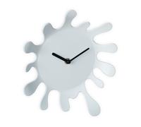 Relaxdays Horloge Murale, Design Tache de Peinture, HxL : 25x22,5 cm, Fonctionne à Piles, sans Chiffres, Moderne, Blanc