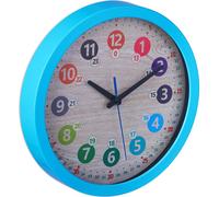 Relaxdays Horloge Murale, Apprendre à Lire l’Heure, diamètre 30 cm, pour Chambre d’Enfant, Fille ou garçon, Bleue