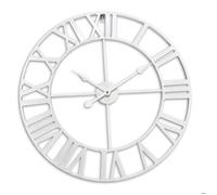 Relaxdays Horloge Murale, Chiffres Romains, Ø 60 cm, Horloge de Salon, à Piles, Horloge de Cuisine analogique, Fer, Blanc