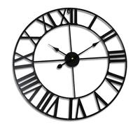 Relaxdays Horloge Murale, Chiffres Romains, Ø 60 cm, Horloge de Salon, à Piles, Horloge de Cuisine analogique, Fer, Noir