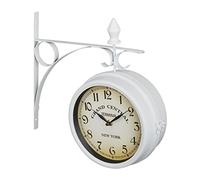 Relaxdays Horloge Murale, Design Vintage, analogique, Fonctionne avec 2 Piles, décorative, HLP : 34x35x10 cm, Blanche
