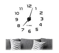 Relaxdays Horloge murale DIY à coller, Chiffres 3D, XL, Sticker mural, Analogique, Heure, Cuisine, Salon, Entrée, noir