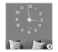 Relaxdays Horloge Murale DIY à Coller, Chiffres 3D XL, Sticker Mural, Analogique, Heure, Cuisine, Salon, Entrée, argenté