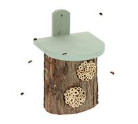 Relaxdays Hôtel à Insectes avec Deux nichoirs à Abeilles Sauvages, 26,5 x 17 x 19 cm, Jardin, Couleurs Nature et Verte