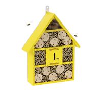 Relaxdays Hôtel à Insectes en Bois, à Suspendre, pour Abeilles Sauvages, HLP env. 38x29x9 cm, Jardin et Balcon, Jaune