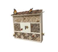 Relaxdays Hôtel à Insectes en Bois, 28x30x10 cm, à Suspendre, abri Abeilles Sauvages, Jardin & Balcon, Naturel