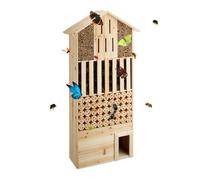 Relaxdays Hôtel à insectes en bois XXL abri abeilles papillon jardin balcon hérisson HxlxP: 118 x 57 x 24 cm, nature