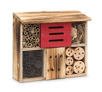 Relaxdays Hôtel à insectes HxlxP 29 x 33 x 13,5 cm toit plat en bois naturel brûlé, nature