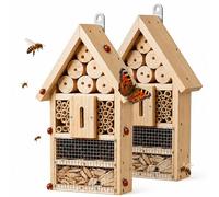 Relaxdays Hôtel à Insectes, kit à Monter, Lot de 2, Bois, Naturel