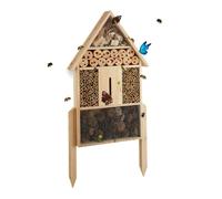 Relaxdays Hôtel à insectes nature L abri refuge maison abeille papillon coccinelle HxlxP: 60,5 x 37 x 9 cm, nature