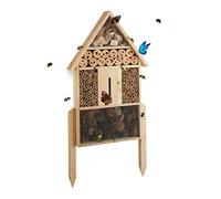 Relaxdays Hôtel à insectes nature L abri refuge maison abeille papillon coccinelle HxlxP: 60,5 x 37 x 9 cm, nature