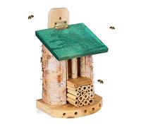 Relaxdays Hôtel à Insectes, Nid pour Abeilles Sauvages & guêpes, Jardin, Balcon, 25 x 15 x 11,5 cm, Nature/Vert