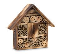 Relaxdays Hôtel à insectes toit plat en bois naturel brûlé HxLxP 28,5 x 30 x 9 cm maison à insectes, nature