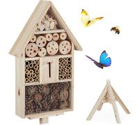 relaxdays, nature Hôtel pied, Maison à insectes, abeilles refuge, Nid cabane Jardin HxlxP: 140x47x47cm