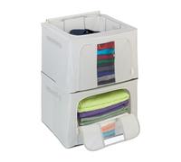 Relaxdays Housse de rangement, en lot de 2, pour vos vêtements, etc., H x L x P : 33 x 50 x 40 cm, grise