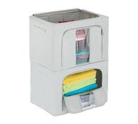 Relaxdays Housse de Rangement, en Lot de 2, 2 Ouvertures (chacune avec Fermeture éclair), Volume : 100 litres, Grise