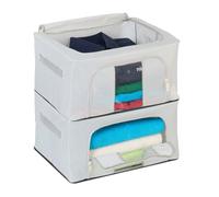 Relaxdays Housse de rangement, en lot de 2, pour vos vêtements, etc., H x L x P : 20 x 40 x 30 cm, grise