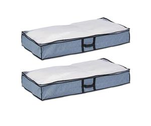 Relaxdays Housse de Rangement, Lot de 2, Tissu, HxLxP: 14x100x50 cm, fenêtre de visualisation, Plat, Gris - Transparent