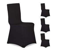 Relaxdays Housses de Chaise, Lot de 20, Extensible, Universel, Lavable, décoration de Mariage, Banquet, Noir