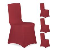 relaxdays Housses de Chaise, Lot de 4, Extensible, Universel, Lavable, décoration de Mariage, Banquet, Rouge foncé