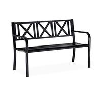 Relaxdays Jardin, extérieur, Balcon, résistant, 2 Places, Banc métal Acier 81 x 127 x 56 cm, Noir
