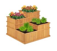 Relaxdays Jardin Potager, différentes hauteurs, 4 bacs, Balcon, terrasse, Caisse en Bois, HxLxP : 61x81x81 cm, Nature