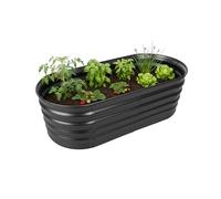 Relaxdays Jardin surélevé en métal galvanisé, Fleurs et légumes, 45x150x60 cm, bac Demi-Circulaire, Anthracite