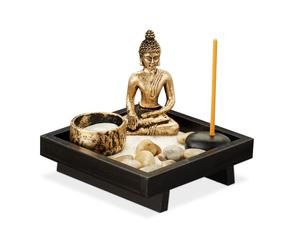 Relaxdays Jardin Zen avec Bouddha en lot de 4