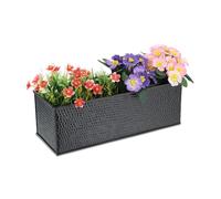 Relaxdays Jardinière à fleurs, intérieur, plantes, herbes, rectangulaire, métal, HxLxP : 14x40x15 cm, caisse déco, noire