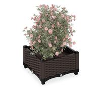 Relaxdays Jardinière, aspect rotin, H x L x P : 23 x 40 x 40 cm, pour le balcon, le jardin ou la terrasse, marron