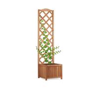 Relaxdays Jardinière avec treillis bac à fleurs treillage bois jardin pot plantes résistant 25 litres 150 cm, nature