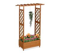 Relaxdays Jardinière avec Treillis, Bois de Sapin, H x L x P : 183 x 110 x 44 cm, pour Balcon ou Jardin, Marron