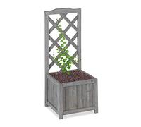 Relaxdays Jardinière avec Treillis Espalier Tuteur Plantes grimpantes bac à Fleurs Bois Vigne Lierre 20L, 90cm, Gris