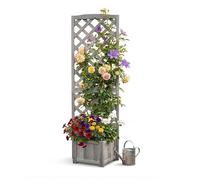 Relaxdays Jardinière avec Treillis HxLxP 180x55x51 cm, Gris | pour balcon & jardin, sapin
