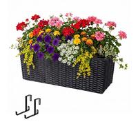 Relaxdays Jardinière Balcon Auto-arrosage, 19 x 50 x 19 cm, Support Balustrade, Insert et indicateur, PP, Noir