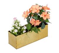 Relaxdays Jardinière, Pot, Plantes Herbes aromatiques métal, Bac à Fleurs Rectangle, doré, Fer, Or, 13,5 x 40 x 12,5 cm