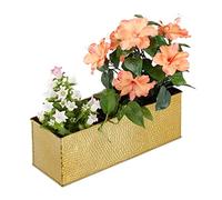 Relaxdays Jardinière, Pot, Plantes Herbes aromatiques métal, Bac à Fleurs Rectangle, doré, Fer, Or, 13,5 x 40 x 12,5 cm