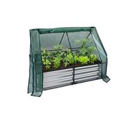 Relaxdays Jardinière surélevée avec Serre pour Fleurs, Plantes, légumes, galvanisée, 92x125x95 cm, Argent