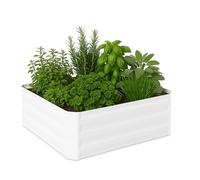 Relaxdays Jardinière surélevée en métal galvanisé pour Fleurs, légumes, 30 x 90 x 90 cm, Blanc, 100% Fer, 30 x 90 x 90 cm