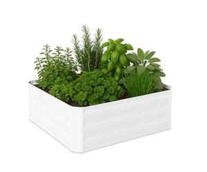 Relaxdays Jardinière surélevée en métal galvanisé pour Fleurs, légumes, 30 x 90 x 90 cm, Blanc, 100% Fer, 30 x 90 x 90 cm