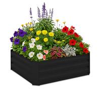 Relaxdays Jardinière surélevée en métal galvanisé pour Fleurs, Plantes et légumes, 30 x 90 x 90 cm, Noir