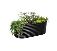 Relaxdays Jardinière surélevée en métal galvanisé pour Fleurs, Plantes et légumes, H x l x P : 80 x 200 x 100 cm, Plate-Bande Ovale Noire