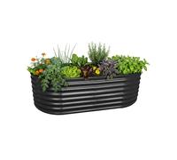 Relaxdays Jardinière surélevée galvanisée pour Fleurs, Plantes et légumes, 60x200x100 cm, Ovale, Anthracite