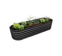 Relaxdays Jardinière surélevée, métal galvanisé, 45 x 200 x 60 cm, Demi-Lune, Anthracite, pour Fleurs, Plantes & légumes