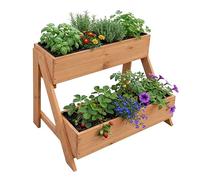 Relaxdays Jardinière Verticale, 2 bacs, H x l x P 51,5 x 62,5 x 44 cm, Sapin, Orange, Balcon et terrasse