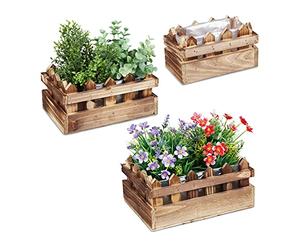 Relaxdays Jardinières, chacune ayant Une Taille différentes, en Bois, Design clôture, pour Balcon/fenêtre, Nature