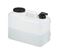 Relaxdays Jerrican d’Eau avec Robinet, Plastique sans BPA, Grande Ouverture, poignée, 15 litres, Noir et Blanc